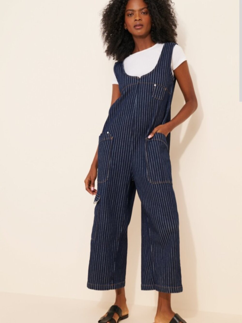 ANTHROPOLGIE PILCRO STRIPED CROPPED ZIP FRONT DENIM OVERALLS SIZE XXS